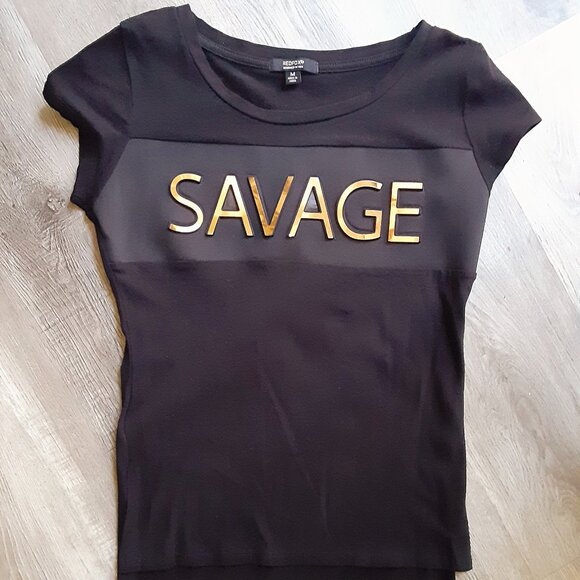 'SAVAGE' T-Shirt w/Raised Gold Lettering, NWOT - Picture 2 of 7